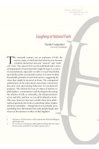 The Discourses of Folly, Onstage and Off